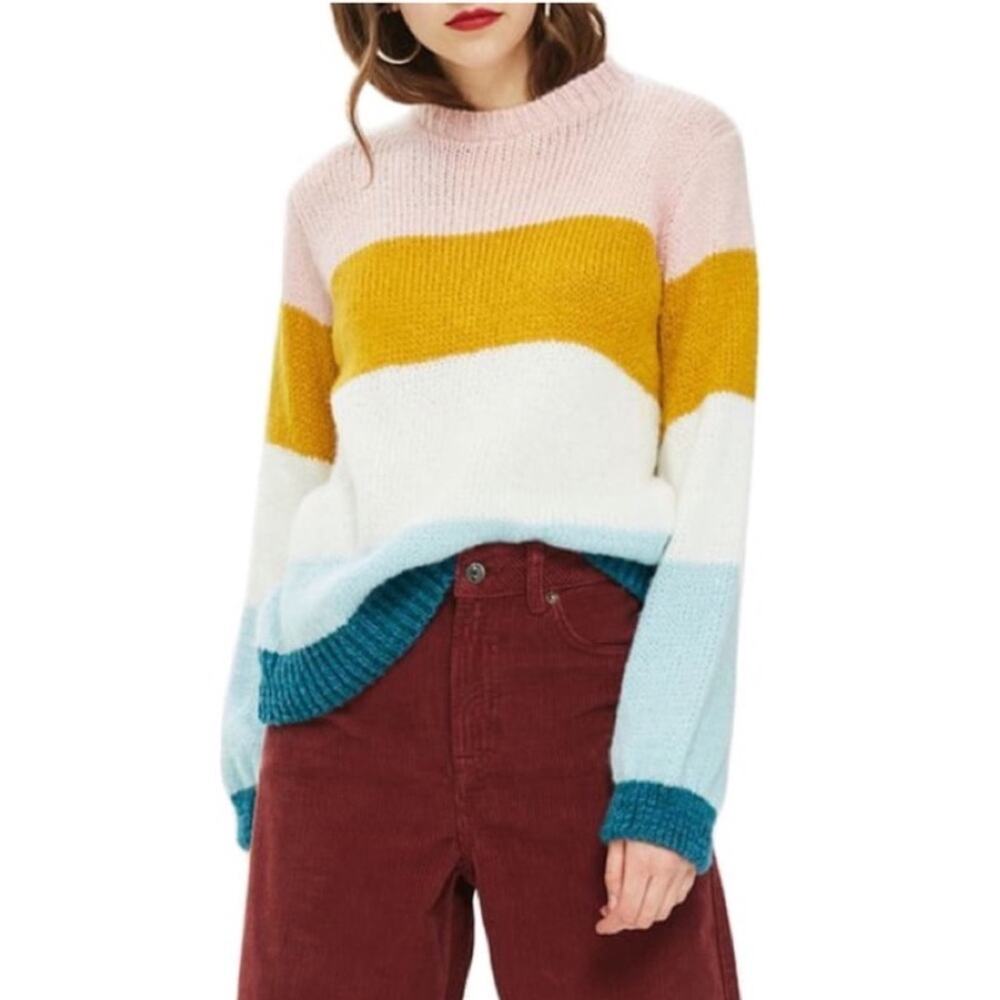 Topshop | Colorful Color Block Sweater Size 2